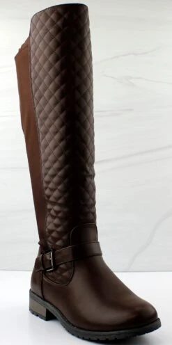 Forever Mango 35 Women's Knee High Quilted Riding Boots -Bamboo Store mango35brown 1