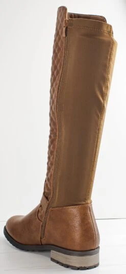 Forever Mango 35 Women's Knee High Quilted Riding Boots -Bamboo Store mango35tan3