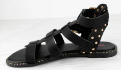 Minimal 58 Womens Open Toe Dual Buckle Studded Flat Caged Gladiator Sandals 17 Minimal 58 Womens Open Toe Dual Buckle Studded Flat Caged Gladiator Sandals -Bamboo Store minimal58black 4
