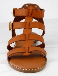 Minimal 58 Womens Open Toe Dual Buckle Studded Flat Caged Gladiator Sandals 19 Minimal 58 Womens Open Toe Dual Buckle Studded Flat Caged Gladiator Sandals -Bamboo Store minimal58tan 5