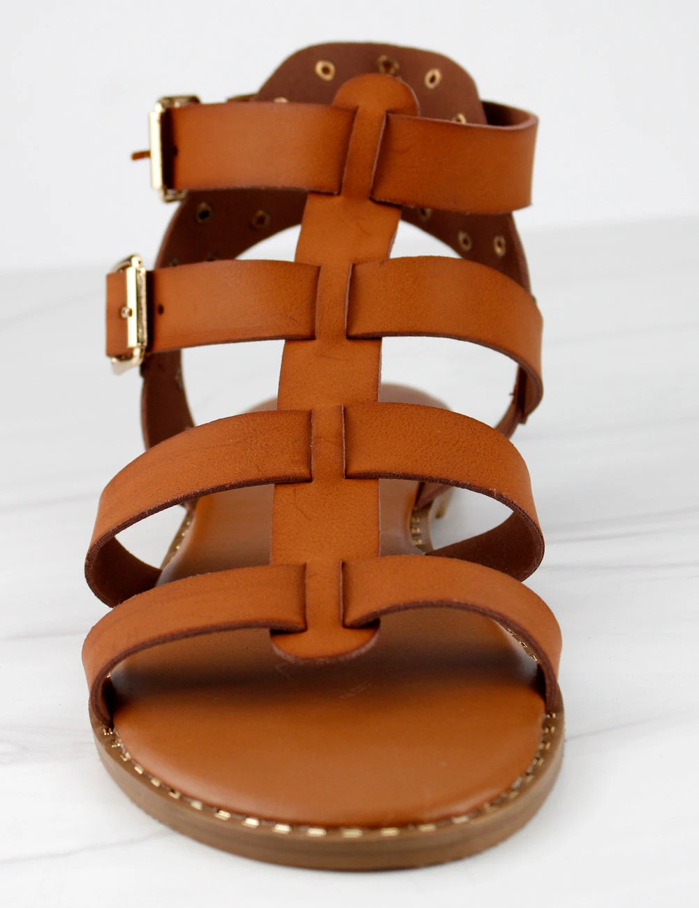 Minimal 58 Womens Open Toe Dual Buckle Studded Flat Caged Gladiator Sandals 8 Minimal 58 Womens Open Toe Dual Buckle Studded Flat Caged Gladiator Sandals - Image 6