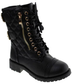 Mountain-82k GirlsKnee High Buckle Accent Combat Boot