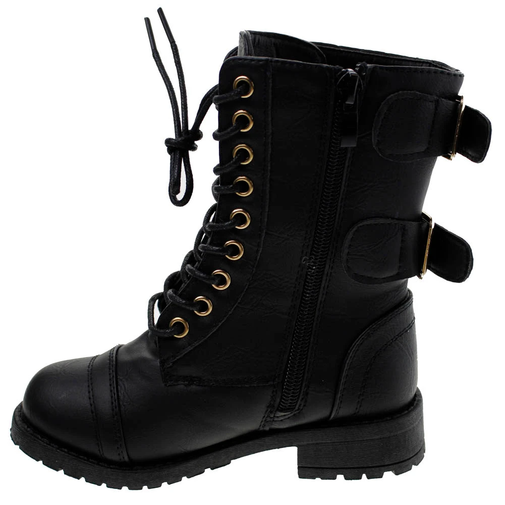 Mountain-82k GirlsKnee High Buckle Accent Combat Boot 4 Mountain-82k GirlsKnee High Buckle Accent Combat Boot - Image 2