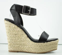 Bamboo Prefer 01 Women's Patent Square Toe Wedge Espadrille Sandals -Bamboo Store pREFER01 2