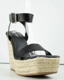 Bamboo Prefer 01 Women's Patent Square Toe Wedge Espadrille Sandals -Bamboo Store pREFER01 3
