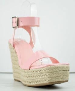 Bamboo Prefer 01 Women's Patent Square Toe Wedge Espadrille Sandals