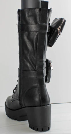 Forever Pacific-34 Womens Pouch Accented Knee High Tie Up Boots -Bamboo Store pacific34blk3