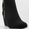 Forever Paola 71 Women's Zip Up Buckle Accent Wedged Ankle Booties 2 Forever Paola 71 Women's Zip Up Buckle Accent Wedged Ankle Booties -Bamboo Store paola71black2