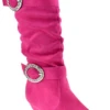 Pauline 18S Little Girls Rhinestone Knee High Kitten Heel Dress Boots -Bamboo Store pauline18s 2