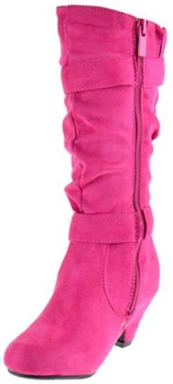 Pauline 18S Little Girls Rhinestone Knee High Kitten Heel Dress Boots -Bamboo Store pauline18s 5