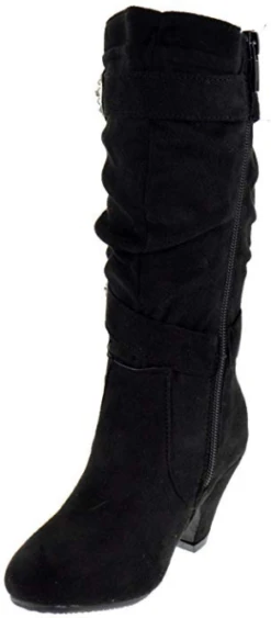 Pauline 18S Little Girls Rhinestone Knee High Kitten Heel Dress Boots -Bamboo Store pauline18s 9