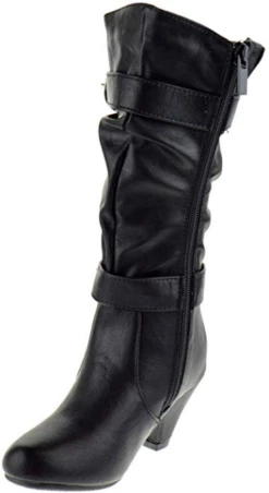 Pauline 28S Little Girls Knee High Rhinestone Kitten Heel Boots -Bamboo Store pauline28s 5