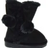 Pom 01KM Girl's Shearling Pom Pom Boots -Bamboo Store pom pom 01k bk 2