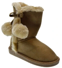 Pom 01KM Girl's Shearling Pom Pom Boots -Bamboo Store pom pom 01k camel 1