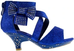 Ponce 10 Little Girl's Glitter Rhinestone Bow Heeled Dress Sandals -Bamboo Store ponceblue 2