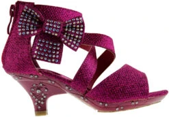 Ponce 10 Little Girl's Glitter Rhinestone Bow Heeled Dress Sandals -Bamboo Store poncefuschia 2