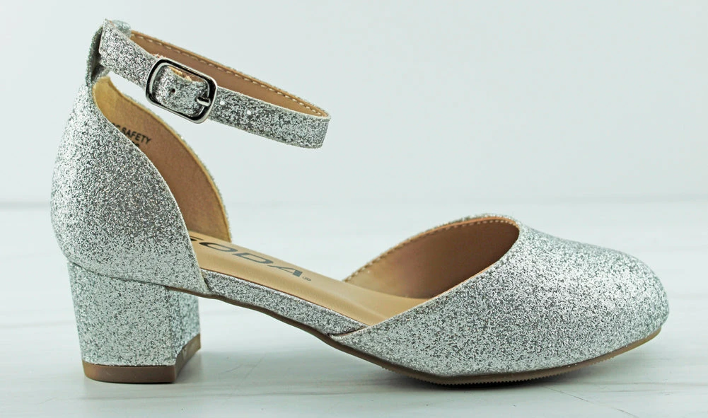 Roby 2 Little Girl's Cross Strap Rhinestone Band Dress Heels 4 Roby 2 Little Girl's Cross Strap Rhinestone Band Dress Heels - Image 2