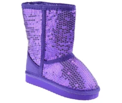 FebeBaby Girls Fur Shearling Sequin Boots