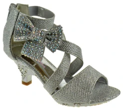 Ponce 10 Little Girl's Glitter Rhinestone Bow Heeled Dress Sandals