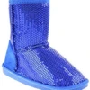 Pom-016KM Girls Sequin Slip On Shearling Boots