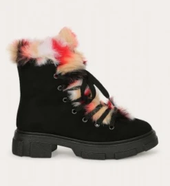 Puzzle 04 Women's Lace Up Furry Bootie
