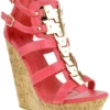 Bogota 04 Women's Metallic Embellished Platform Wedges