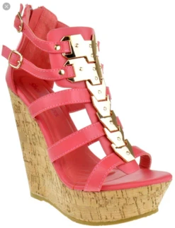 Bogota 04 Women's Metallic Embellished Platform Wedges