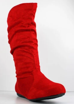 Forever Selena 23 Women's Casual Round Toe Slouch Boots -Bamboo Store selena23red