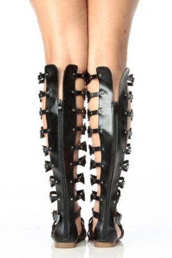 Forever Atta 17 Womens Knee High Buckle Embellish Caged Gladiator Sandals -Bamboo Store shoes sandals fli atta 17 blk black 6