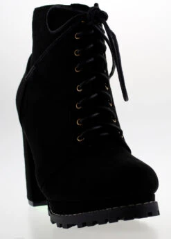 Teca 1 Womens Chunky Heel Lace Up Almond Toe Ankle Booties