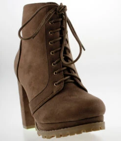 Teca 1 Womens Chunky Heel Lace Up Almond Toe Ankle Booties 11 Teca 1 Womens Chunky Heel Lace Up Almond Toe Ankle Booties -Bamboo Store teca1taupe 1