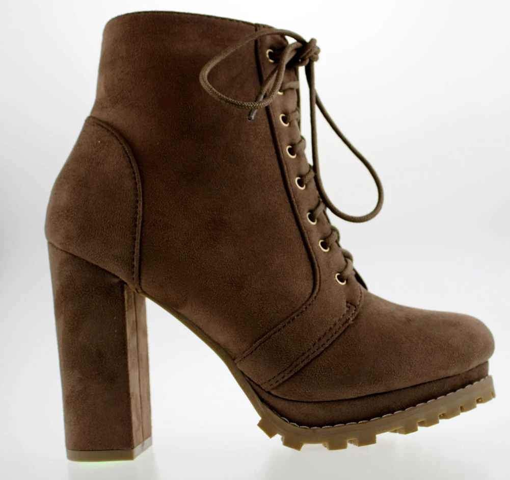 Teca 1 Womens Chunky Heel Lace Up Almond Toe Ankle Booties 7 Teca 1 Womens Chunky Heel Lace Up Almond Toe Ankle Booties - Image 5