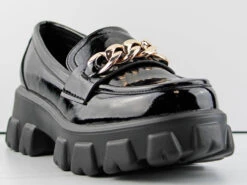 Bamboo Tetris 21 Women's Platform Chain Accented Lug Sole Loafers