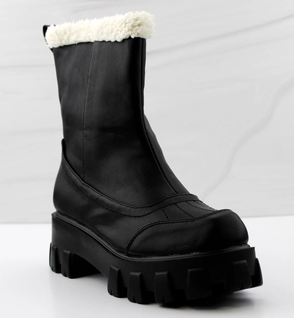 Tripper Womens Fur Trimmed Block Heeled Platform Rain/Snow Booties 3 Tripper Womens Fur Trimmed Block Heeled Platform Rain/Snow Booties