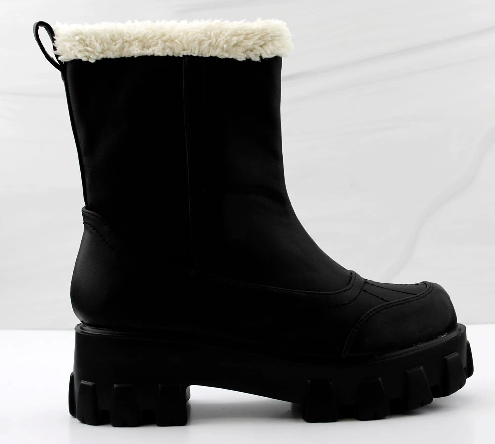 Tripper Womens Fur Trimmed Block Heeled Platform Rain/Snow Booties 4 Tripper Womens Fur Trimmed Block Heeled Platform Rain/Snow Booties - Image 2