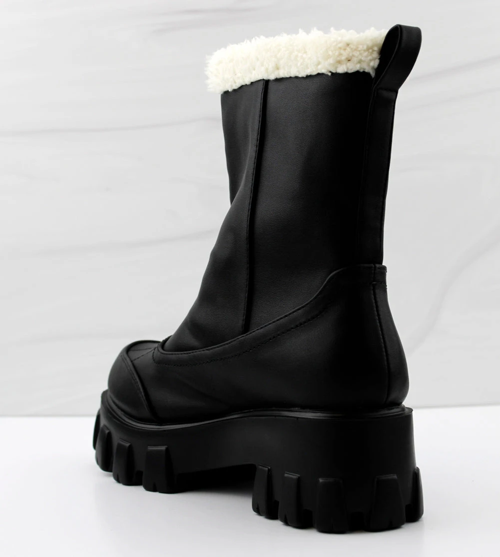 Tripper Womens Fur Trimmed Block Heeled Platform Rain/Snow Booties 5 Tripper Womens Fur Trimmed Block Heeled Platform Rain/Snow Booties - Image 3