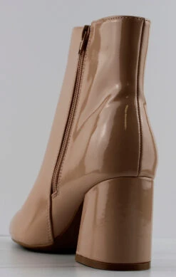 Bamboo Tux 03 Women's Round Toe Block Heeled Ankle Booties -Bamboo Store tux03nudepat1