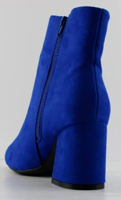 Bamboo Tux 03 Women's Round Toe Block Heeled Ankle Booties -Bamboo Store tux03suedeblue1