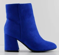 Bamboo Tux 03 Women's Round Toe Block Heeled Ankle Booties -Bamboo Store tux03suedeblue3