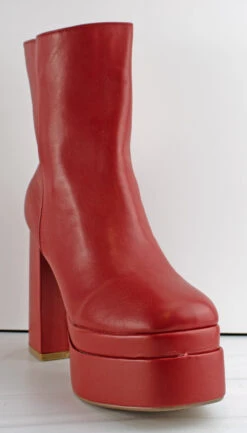 Forever Twice 03 Women's High Platform Chunky High Heeled Booties -Bamboo Store twice03red2