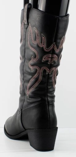 Forever Western 18 Women's Knee High Heeled Cowboy Boots -Bamboo Store western18black1