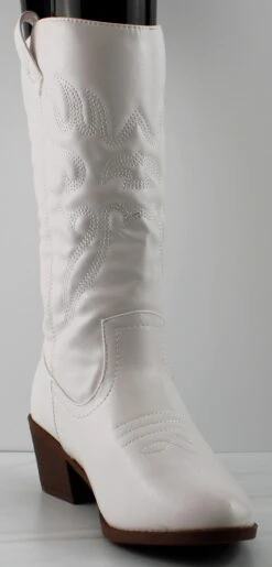 Forever Western 18 Women's Knee High Heeled Cowboy Boots -Bamboo Store western18white3
