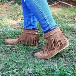 Western 19 Womens Ankle Fringe Moccasin Ankle Boots