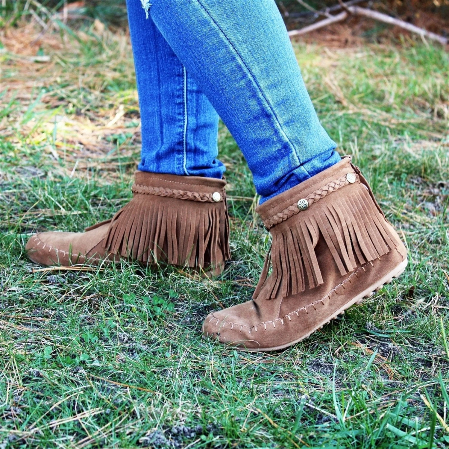 Western 19 Womens Ankle Fringe Moccasin Ankle Boots 3 Western 19 Womens Ankle Fringe Moccasin Ankle Boots