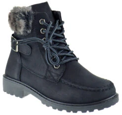 Forever Whitney 24 Women's Fur Trimmed Work Boot -Bamboo Store whitney 24 black 1