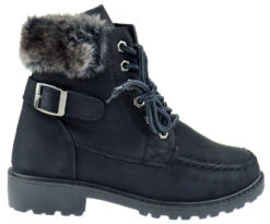 Forever Whitney 24 Women's Fur Trimmed Work Boot -Bamboo Store whitney 24 black 2