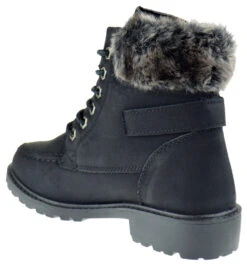 Forever Whitney 24 Women's Fur Trimmed Work Boot -Bamboo Store whitney 24 black 3